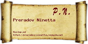 Preradov Ninetta névjegykártya